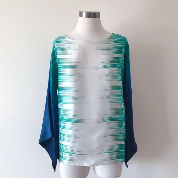 black label by chico's Tops - NWT Black label by Chico's silk blouse silk kimono style blouse green white blue